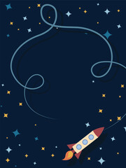 Blue cartoon children's drawing starry universe vector background