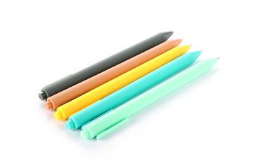 Stylish pens isolated on white. Office supply