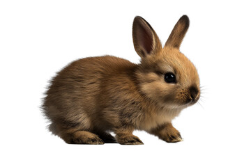 Cute brown bunny sitting on a transparent background