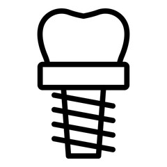 Dental Implant Vector Line Icon Design