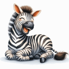 Chuckling Stripe Symphony zebra laughs and is happy isolated watercolor vector illustration svg