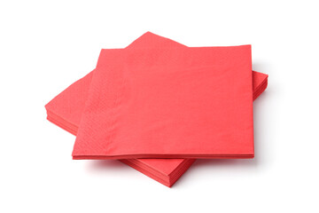 Many red paper handkerchiefs isolated on white