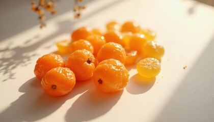 Harvesting juicy golden berries indoor setting close-up photography natural light fresh produce concept