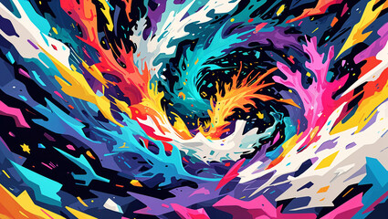 Abstract explosion of vivid colors a dynamic and energetic artistic illustration