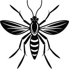 Black Mosquito Silhouette Vector – Insect Clipart for Pest Control & Education