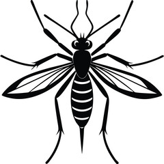 Black Mosquito Silhouette Vector – Insect Clipart for Pest Control & Education