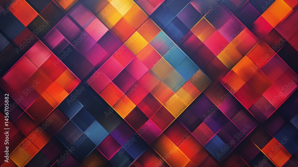 Poster colorful abstract art with geometric patterns and vibrant hues creating a dynamic visual experience
