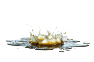Vibrant liquid splash with bright center on clear background