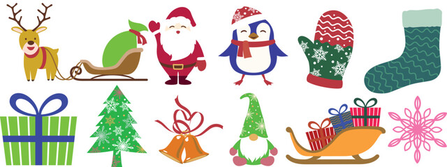 Christmas Icon Set vector illustration. Eps 10
