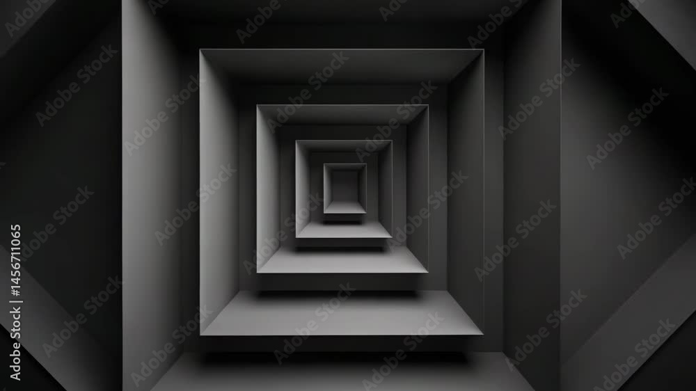 Poster dynamic geometric patterns create a captivating sense of depth in a futuristic black background
