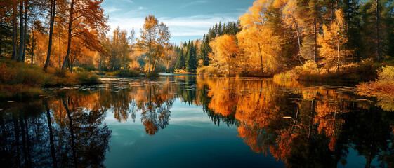 Stunning Autumn Lake Reflection Nature Photography