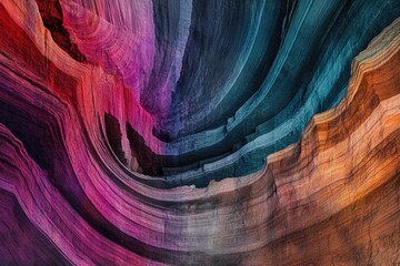 Obraz premium Vibrant, swirling sandstone canyon walls display a mesmerizing spectrum of colors and textures.