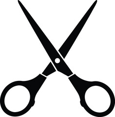 Black Silhouette of Scissors Icon Isolated on White Background - Vector Haircut Tool Illustration