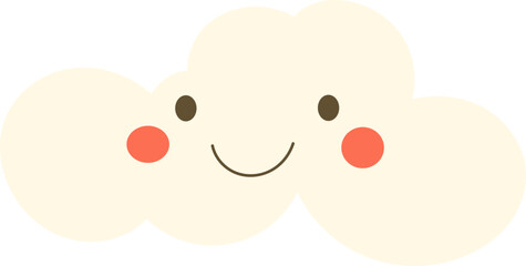 A cute cloud with a smiling face, rosy cheeks, and soft, off-white coloring floats gently against a stark black backdrop.