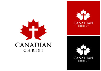 vector design icon logo canada and christian cross.