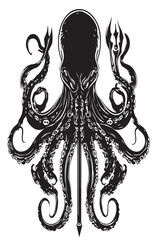 Drawing_of_Silhouette_Aggressive_Kraken_Octopus