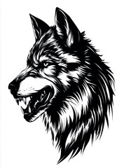 Obraz premium Drawing_of_Silhouette_Edgy_Design_Head_of_wolf