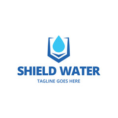 Water Shield logo design template. Water protect logo.