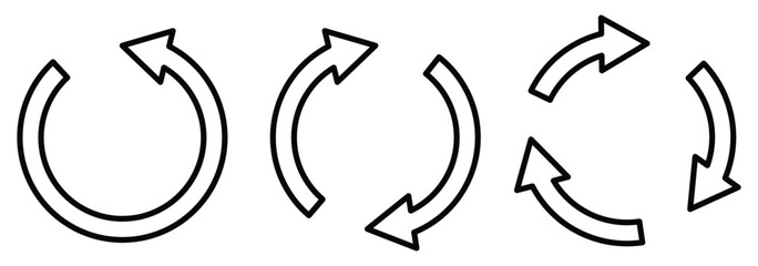  recycling signs. circle arrows set. refresh, reload, rotation. Green recycle vector icon symbol. Repeat and reload icons set . Circle arrow.