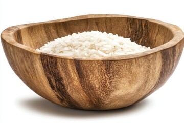 White rice in wooden bowl