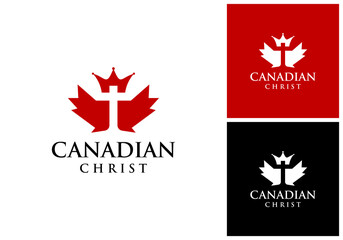 vector design of canada logo icon and christian cross and crown.