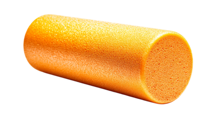 a yellow foaming roll on a white surface
