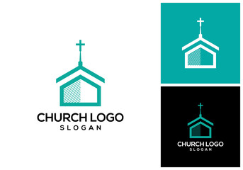 House Church Simple Logo Design Vector