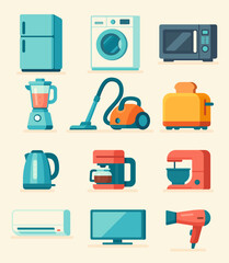 Flat Vector Set of Home Appliances &ndash; Kitchen and Household Electronics