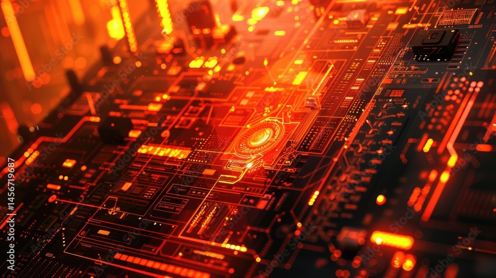 Poster abstract of digital shape or line and technological cyber style particle design connect in surreal e