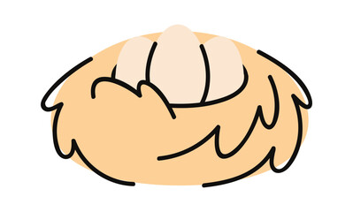 Straw hen nest hand drawn