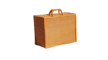 Vintage wicker picnic basket on a transparent background  