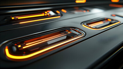 Futuristic Technology Panels With Glowing Orange Lights