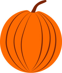 Vibrant Orange Pumpkin Illustration, Autumn Harvest Symbol