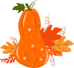 Autumn Harvest: Butternut Squash with Fall Foliage