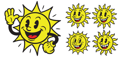 Retro Cartoon Earth and Characters Walking – Vintage Style Mascots