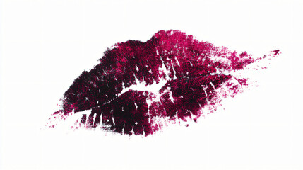 Fuchsia pinko lip print, symbolizing glamour, dearest and beauty, isolated on white background