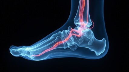 Schematic diagram of human foot blood vessels