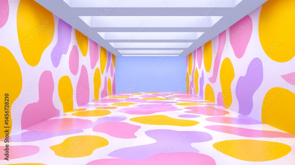Aufkleber dynamic digital projection by robot in colorful art space modern gallery visual content vibrant envi