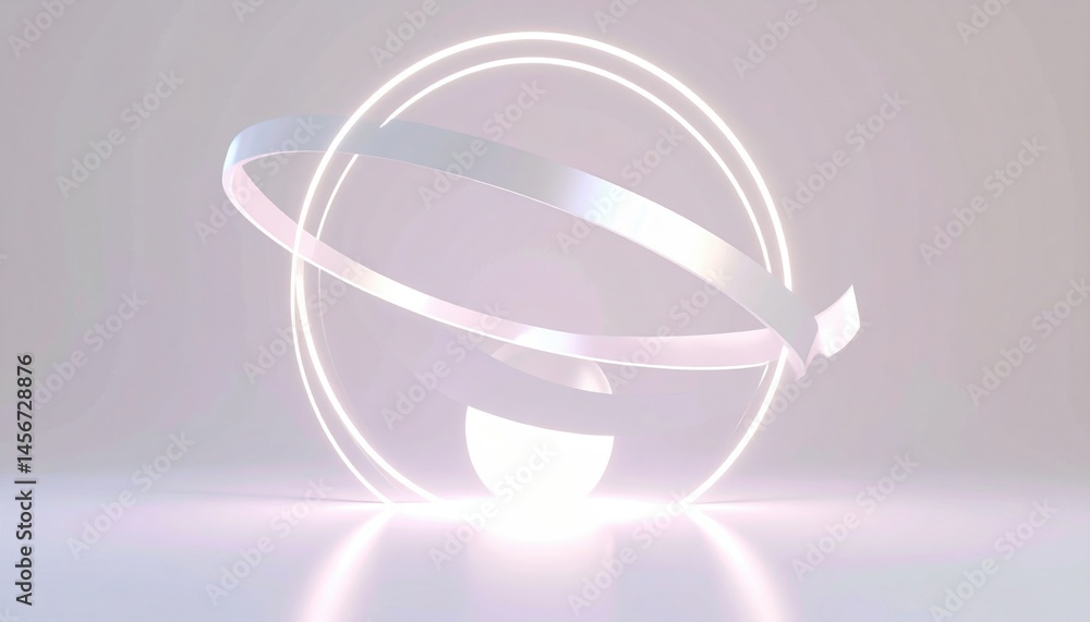 Poster dynamic motion graphic animation of rotating orb digital space visual effects futuristic environment