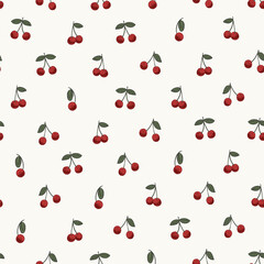 Cherry doodle vector seamless pattern
