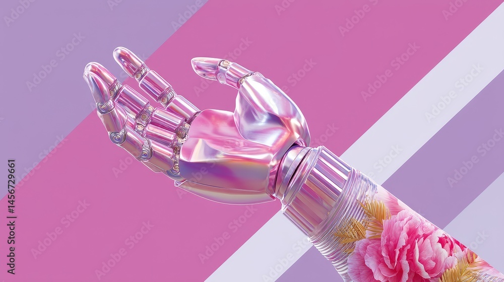 Poster robotic arm creating stunning abstract shapes in digital art studio modern environment dynamic viewp