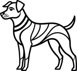 Dog one line drawing, Dog continuous one line art drawing of outline, vector illustration