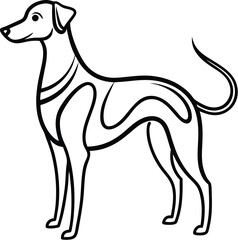 Dog one line drawing, Dog continuous one line art drawing of outline, vector illustration