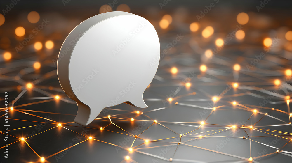 Poster empty speech bubble on technological network