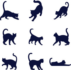 Cat silhouette different vector illustration pet animal