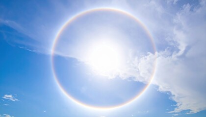 Sun halo phenomenon in clear sky nature photography vibrant atmosphere outdoor scene celestial event