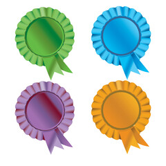Clean and graphic award ribbons sets in different bright colors. Suitable for use in web design, presentations, and print materials.