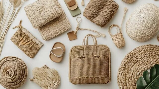 Beige woven accessories collection