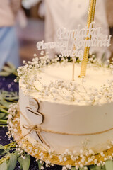 Large Communion Cake Served at First Holy Communion Celebration