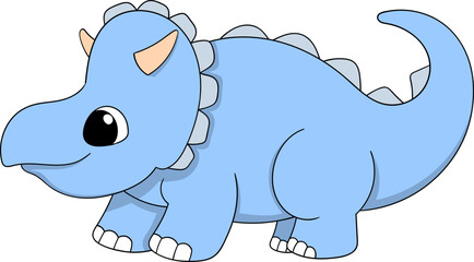 Cute Blue Baby Dinosaur Cartoon Illustration